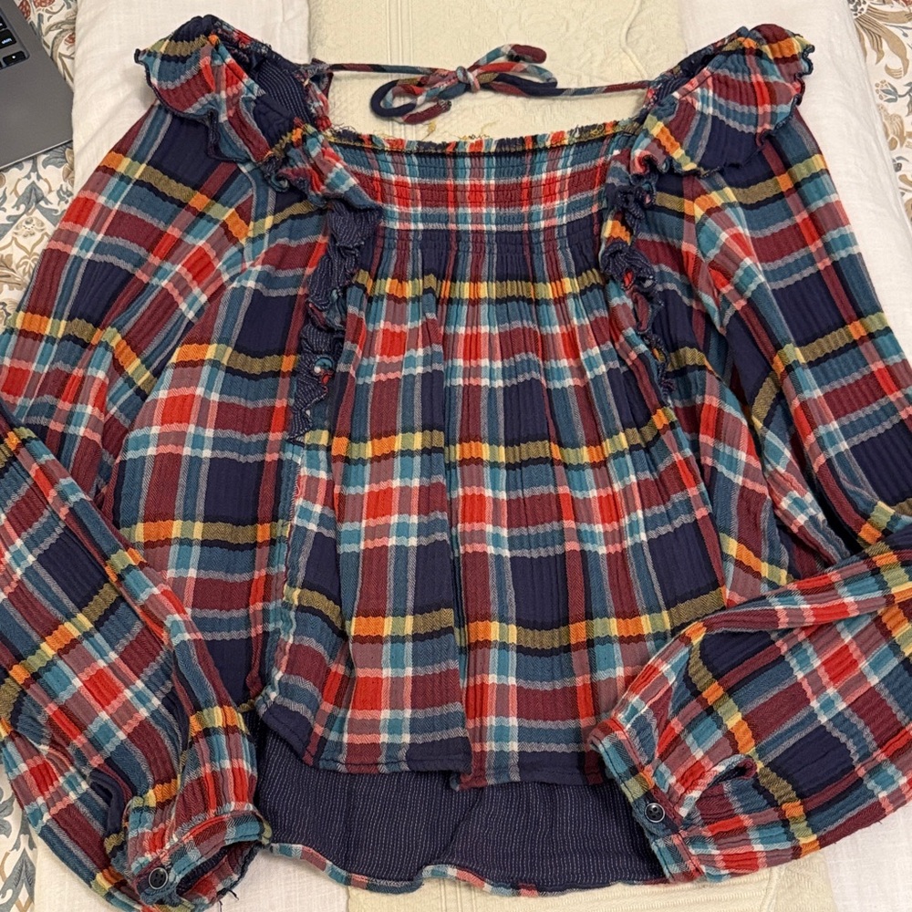 Free People: We The Free plaid Textured Top